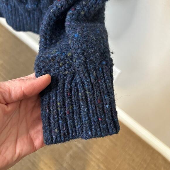 Kilcarra Club Monaco women's irish donegal wool blue cable knit sweater sz L - Picture 4 of 9